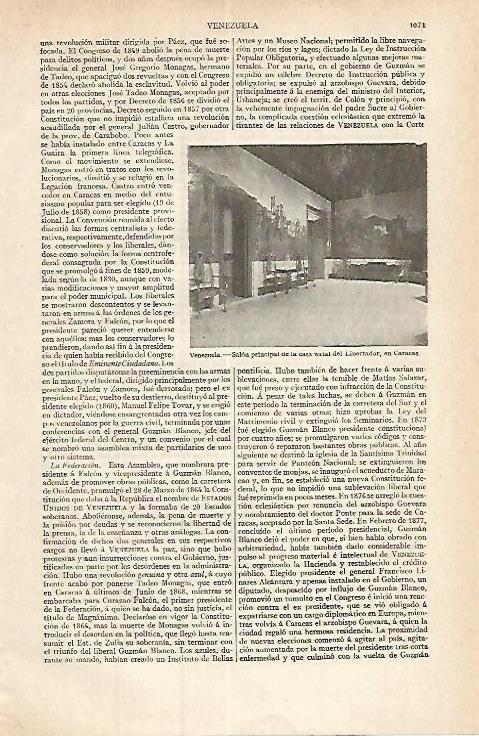 LAMINA ESPASA 17499: Casa natal del Libertador en Caracas Venezuela