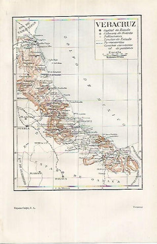 LAMINA ESPASA 17540: Mapa de Veracruz Mejico