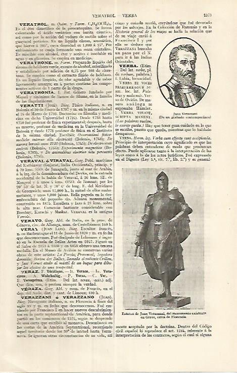 LAMINA ESPASA 17547: Estatua de Juan Verazzani en Florencia