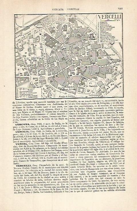 LAMINA ESPASA 17548: Plano de Vercelli Italia