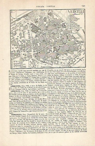LAMINA ESPASA 17548: Plano de Vercelli Italia