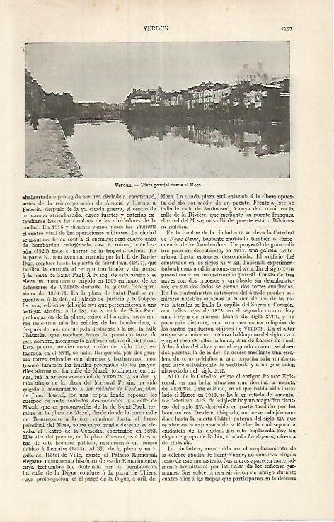 LAMINA ESPASA 17557: Vista parcial de Verdun Francia