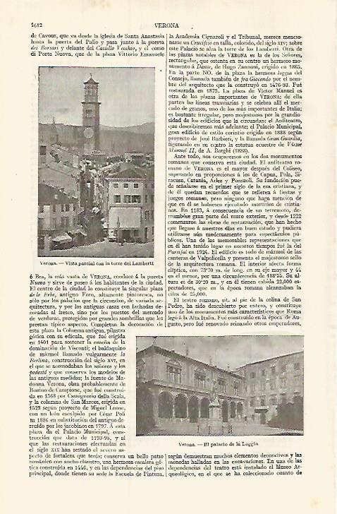 LAMINA ESPASA 17587: Vistas de Verona