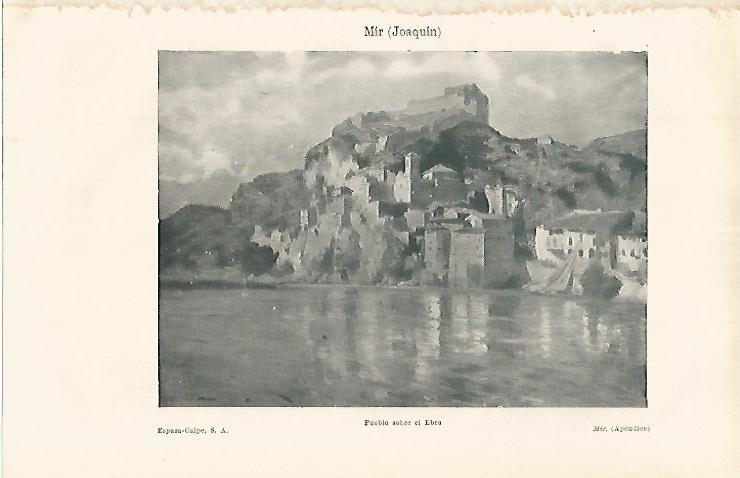 LAMINA ESPASA 17638: Pueblo sobre el Ebro por Joaquin Mir