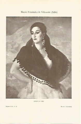 LAMINA ESPASA 17641: Retrato de mujer por J. M. Fernandez de Villasante