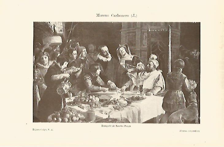 LAMINA ESPASA 17657: Banquete de Sancho Panza por J. Moreno Carbonero