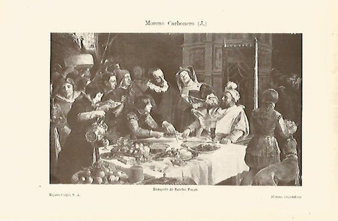 LAMINA ESPASA 17657: Banquete de Sancho Panza por J. Moreno Carbonero