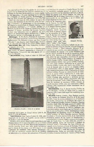 LAMINA ESPASA 17669: Torre de la iglesia de Muniesa Teruel