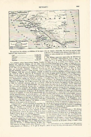 LAMINA ESPASA 17696:Mapa del Canal de Nicaragua