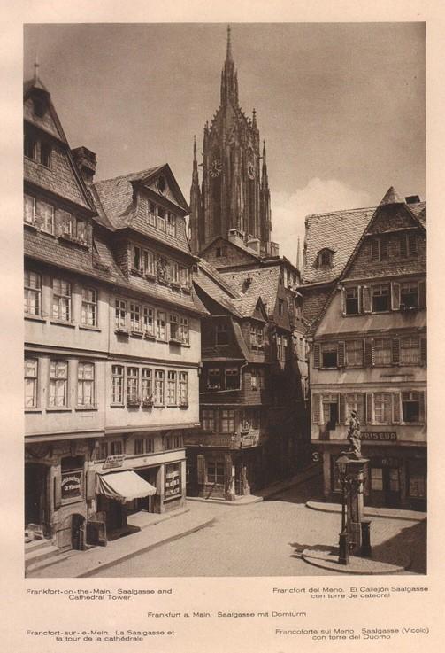 Lamina/Foto KURT HIELSCHE Deuschtland No. 079: FRANKFORT ON THE MAIN. SAALGASSE AND CATHEDRAL TOWER