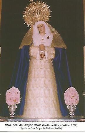 POSTAL 54777: Virgen del Mayor Dolor de Hita y Castillo 1762. Carmona Sevilla