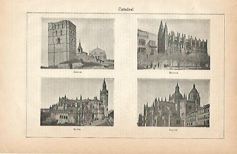 LAMINA ESPASA 2998: Catedral de Mallorca Zamora Sevilla y Segovia