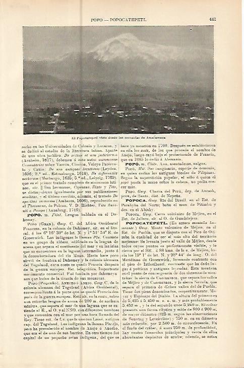 LAMINA ESPASA 10517: El Popocatepetl