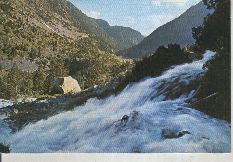 Postal 015957: Cascvada de agua y baños de Benaques en el pirineo aragones