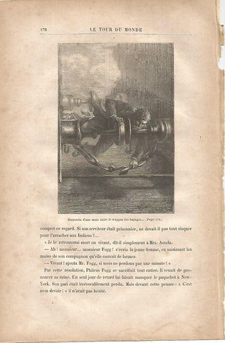 LAMINA 1239: VERNE. Suspendu dune main entre le waggon des bagages…