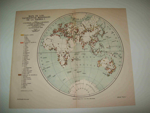 LAMINA ESPASA 8433: Mapa de los yacimientos minerales de la Tierra