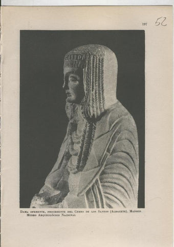 Arte Hispanico lamina numerada 052: Dama Oferente procedente del Cerro de los Santos,Albacete