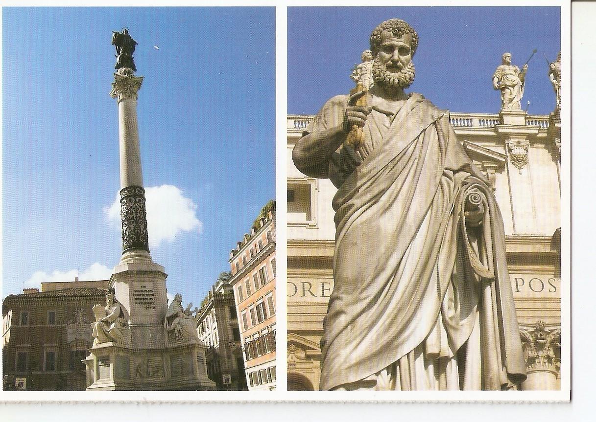 Postal 038524 : Roma. La colonna dellimmacolata a piazza Mignanelli Statua di San Pietro