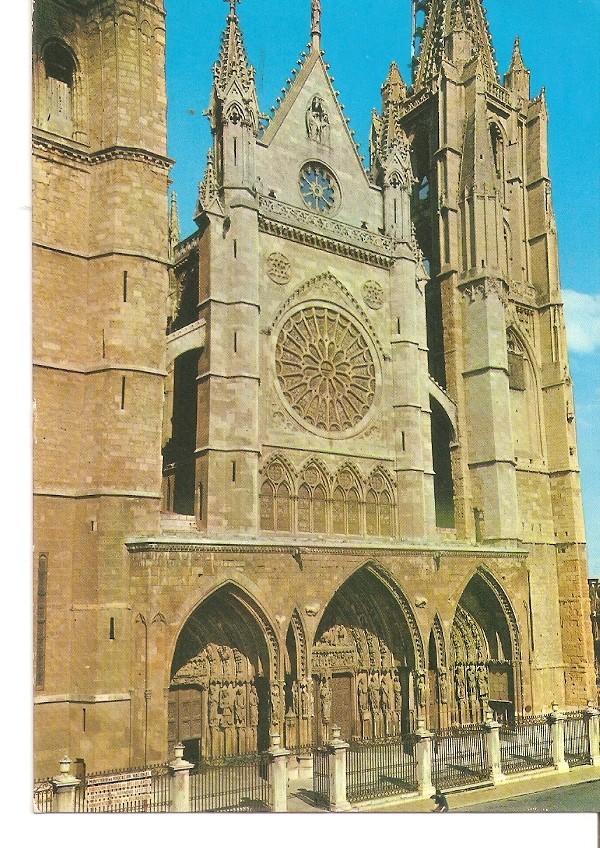 Postal 032020 : Leon. Catedral fachada principal