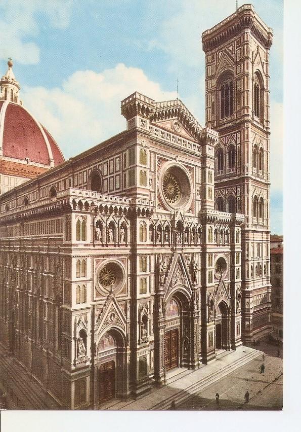 Postal 032888 : Firenze. Cathedral - Front and Campanile