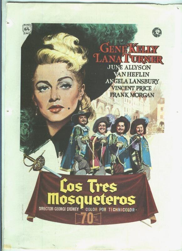 Poster ficha de cine: Los tres mosqueteros (Gene Kelly-Lana Turner)