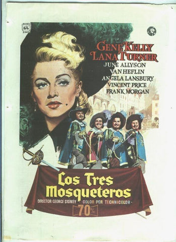 Poster ficha de cine: Los tres mosqueteros (Gene Kelly-Lana Turner)