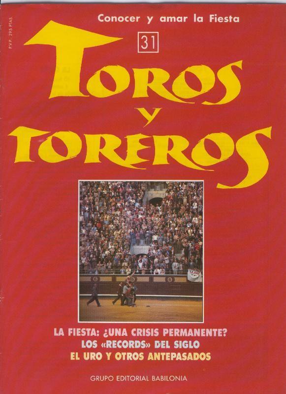 Portada fasciculo Toros y Toreros numero 31