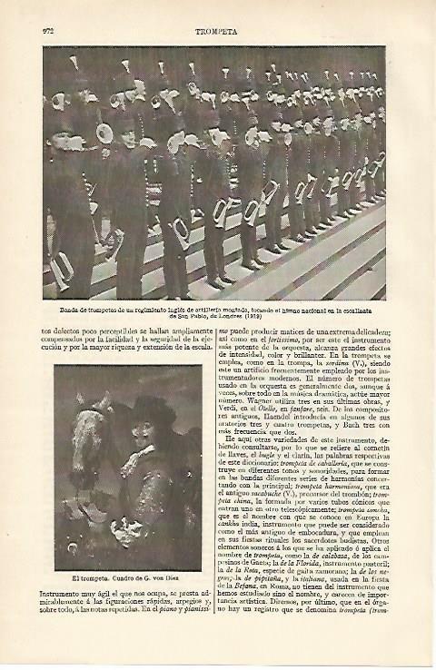 LAMINA ESPASA 903: Banda de trompetas de un regimiento ingles 1919