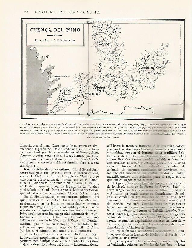 LAMINA 3038: ESPAÑA. Mapa de la cuenca del Miño