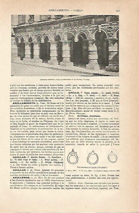 LAMINA ESPASA 6998: Columnas de las Casas Consistoriales de La Rochele Francia