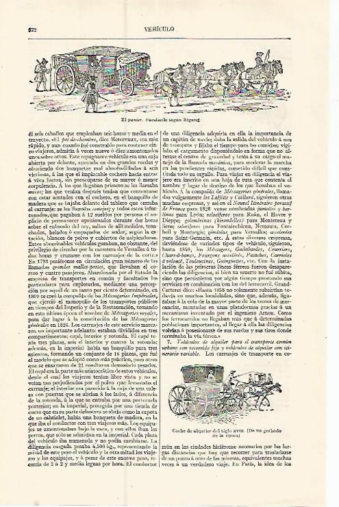 LAMINA ESPASA 17386: El panier y coche de alquiler del siglo XVIII