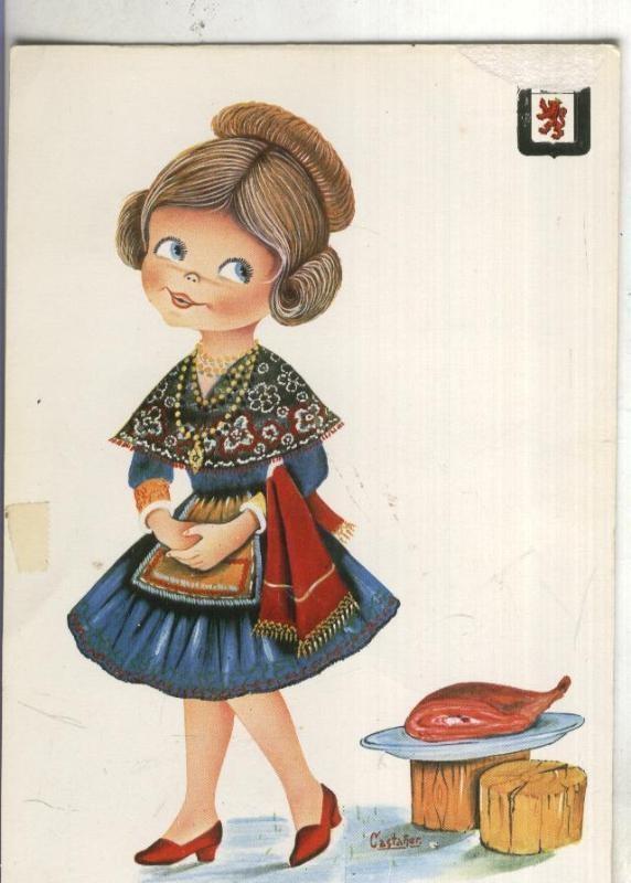 Postal 002437: Leon-Traje Regional, ilustracion de Castañer