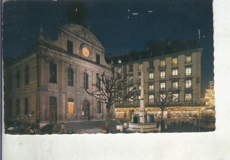 Postal 014652: Templo y plaza de la Fusterie de Geneve, Suiza
