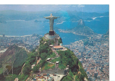 Postal 041879 : Brasil - Rio de Janeiro. Vista aerea - Cristo Redentor (Parque Nacional de Tijuca)