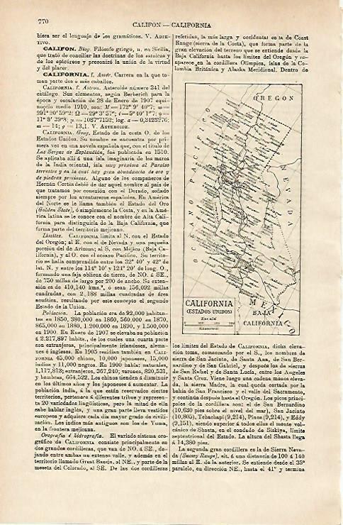 LAMINA ESPASA 14725: Mapa de California Estados Unidos