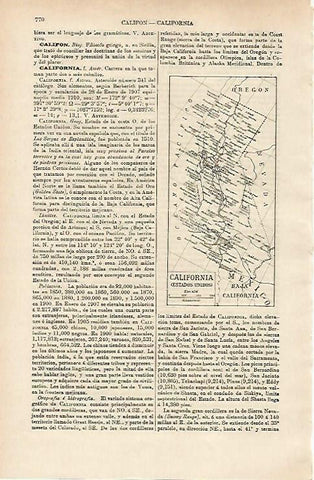 LAMINA ESPASA 14725: Mapa de California Estados Unidos