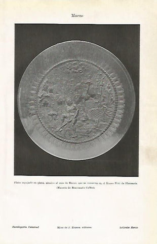 LAMINA ESPASA 1142: plato alusivo al mes de Marzo de las Galerias Pitti Florencia