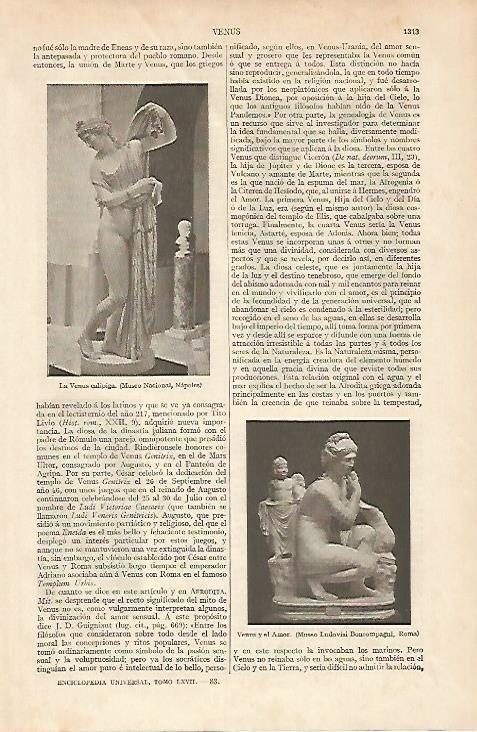 LAMINA ESPASA 6048: La Venus Calipiga y Venus y el Amor