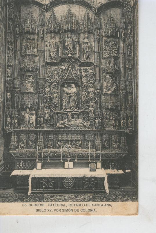 Postal B/N 0398 : Burgos, Retablo de Santa Ana en la catedral