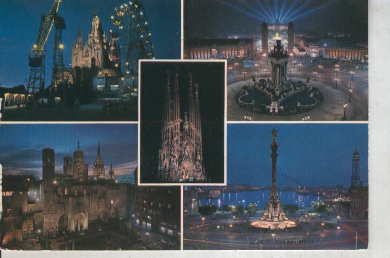 Postal 011352: Vistas nocturnas de Barcelona