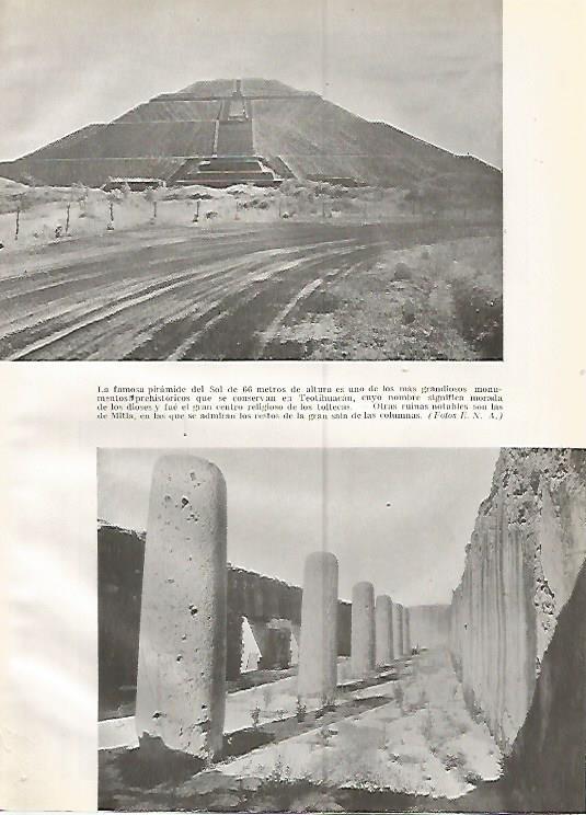LAMINA GEOGRAFIA 0214: Piramide del Sol de Teotihuacan y ruinas de Mitla Mexico