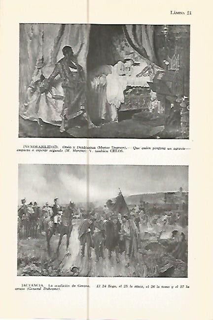 LAMINA 05361: Otelo y Desdemona por Degrain y La rendicion de Gerona
