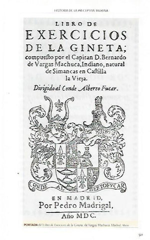 LAMINA COSSIO 50017: Libro de Exercicios de la gineta 1600