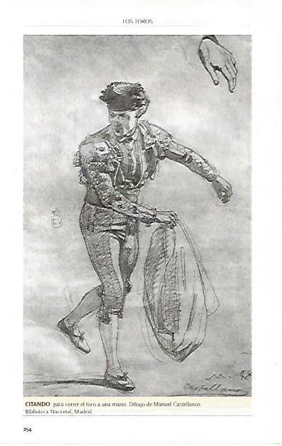 LAMINA COSSIO 50039: Citando para correr el toro dibujo de M. Castellanos