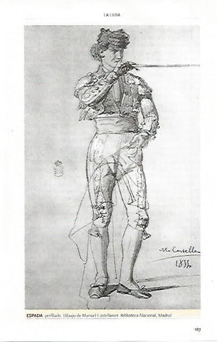 LAMINA COSSIO 50046: Espada perfilado dibujo de M. Castellanos