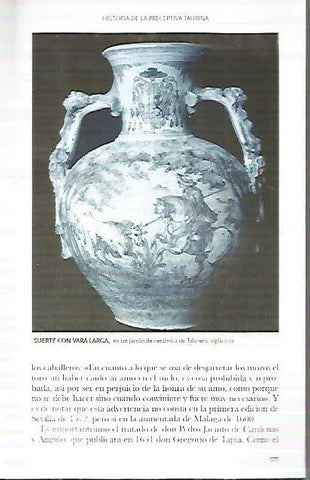 LAMINA COSSIO 50245: Jarron de Talavera con decoracion taurina