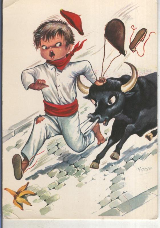 Postal 015252: En los sanfermines, ilustracion de Manin ?