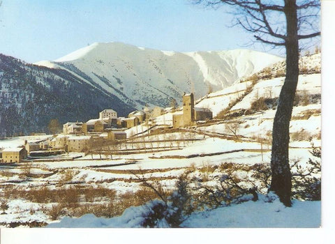 Postal 030855 : Linas de Broto-Pirineo Aragones. Vista general-invernal al fondo Espilanar y Cotefablo