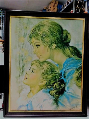 Cuadro: MADRE CON SU HIJA - G.BERTOLETTI (79,5cm x 64cm)