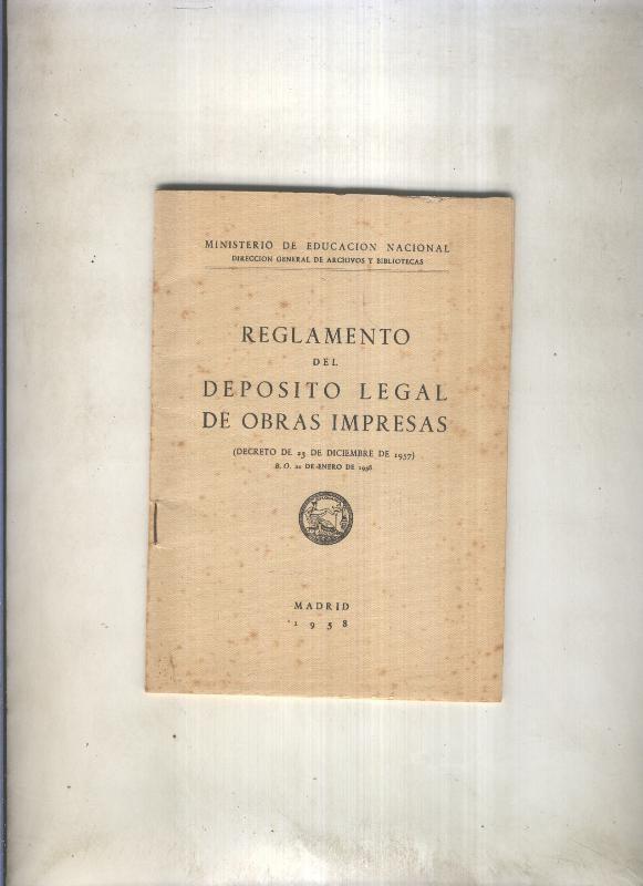 Reglamento del deposito legal de obras impresas